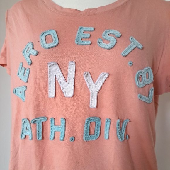 Aeropostale | Salmon pink raised fabric classic women's t shirt - Picture 6 of 9